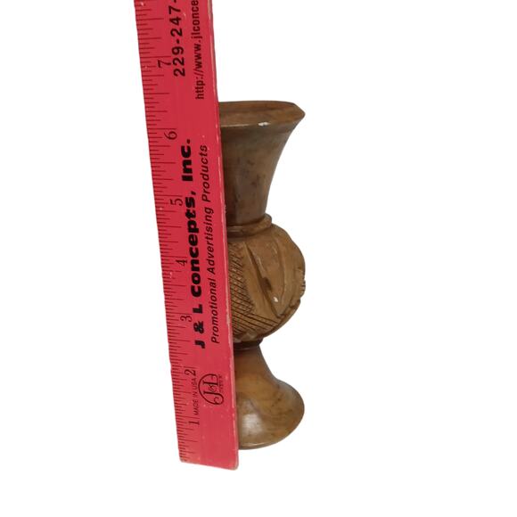 Olive Wood Vase Handcrafted Bethlehem 1960s Tilted 6" Vintage Decor 🌿 - Picture 7 of 10